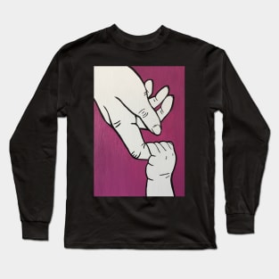 Baby Grabbing Finger Minimalist Art Long Sleeve T-Shirt